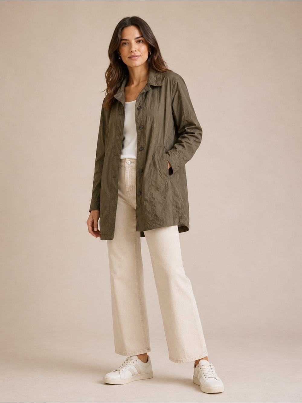 Women’s Chalet Green Lightweight Button Coat Large